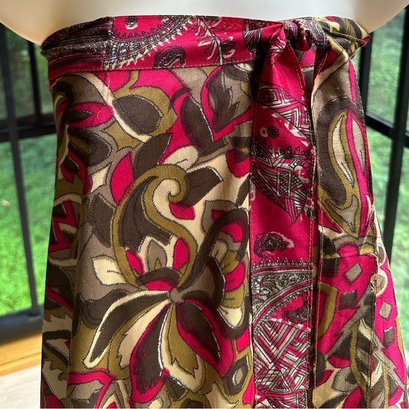 Reversible & Convertible Wrap Skirt Flowy Dress Packable Garden Girl ~ One Size - Picture 4 of 13